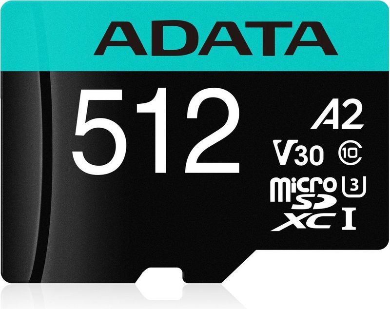 Adata - Premier Pro - Geheugenkaart - Zwart - 512 GB - microSDHC - U3 - UHS-I