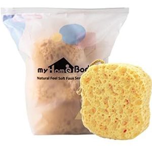 myHomeBody Badspons, schuimspons voor loofah, lichaamsspons voor douche - groot formaat, veel schuim, vierkant, 3 stuks