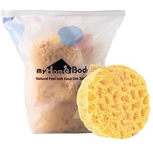 myHomeBody Badspons, schuimspons loofah, lichaamsspons voor douche - groot formaat, veel schuim, rond, 3 stuks