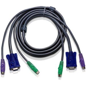 ATEN 10ft PS/2 toetsenbord-video-muis (kvm) kabel Zwart 3 m