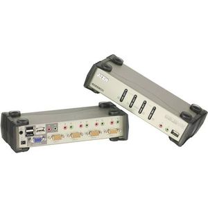 ATEN CS1734B KVM Switch VGA, PS/2-USB, Audio, USB Hub, 4-Poorts  - grijs CS1734B