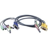 ATEN 2L-5303P toetsenbord-video-muis (kvm) kabel Zwart
