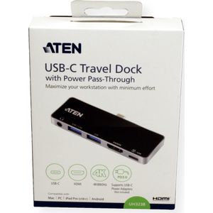 ATEN UH3238 USB-C Reisdockingstation - Power Passthrough