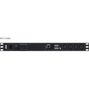 Aten - PE1118SG - Basis-PDU - Zwart - Aluminium - 1U met Overspanningsbeveiliging