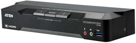 ATEN CM1942 2-poorts 4K DP Dual Display Mini Matrix Boundless KVM