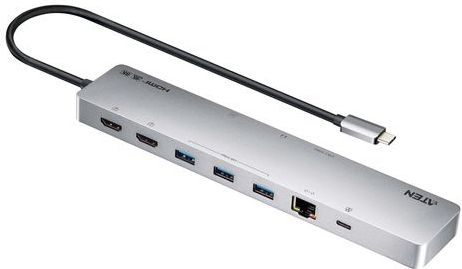 ATEN - UH3240 - USB-C Dock 4K Dual Display - Zilver - Met Power Passthrough