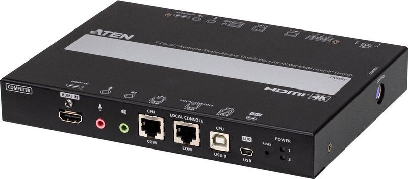 ATEN - CN9850 - KVM over IP Switch - Zwart - 4K HDMI - Enkele Poort