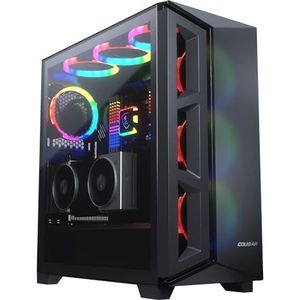 Cougar Kast DarkBlader X5 RGB Mid tower Dubbele 360 mm waterkoeling 4 mm gehard glas ARGB-ventilatoren x 3 (mATX, ATX, Mini-ITX, SSI CEB), PC-behuizing, Zwart