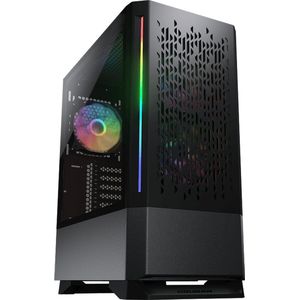Cougar MX430 Air RGB Midi Tower Gaming PC behuizingen met 3 ARGB-ventilatoren en 2 LED-strips - Zwart