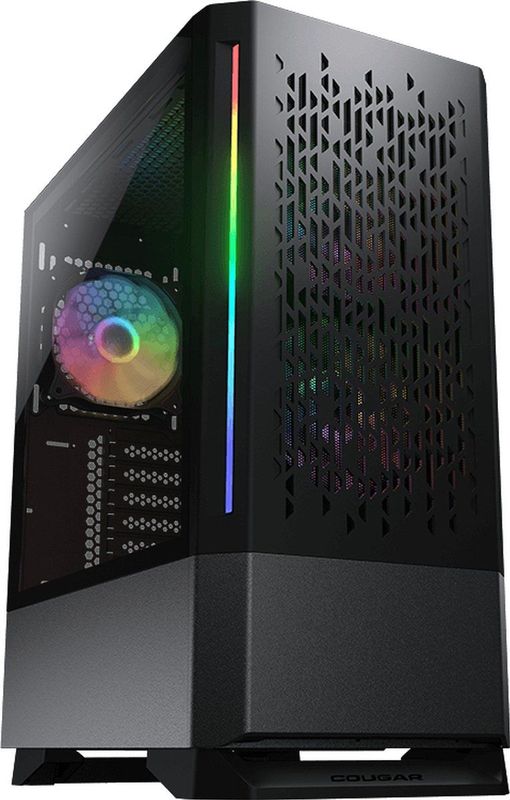 Cougar MX430 Air RGB Midi Tower Gaming PC behuizingen met 3 ARGB-ventilatoren en 2 LED-strips - Zwart