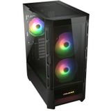 Cougar Duoface RGB Midi Tower PC Behuizing met 2 opvallende frontpanelen , ARGB Fans -Zwart
