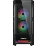 Cougar Duoface RGB Midi Tower PC Behuizing met 2 opvallende frontpanelen , ARGB Fans -Zwart