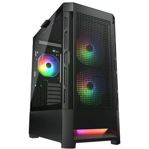 Cougar Duoface RGB Midi Tower PC Behuizing met 2 opvallende frontpanelen , ARGB Fans -Zwart