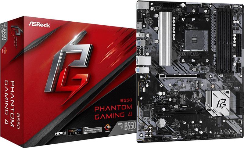 Asrock - B550 Phantom Gaming 4 - Moederbord - Zwart - ATX