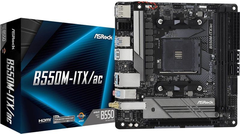 Asrock - B550M-ITX/ac Moederbord - Zwart - Stroomvoorziening - RGB