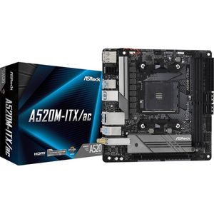 Asrock - A520M-ITX/ac Moederbord - Zwart - DDR4-SDRAM - M.2 - Gigabit Ethernet