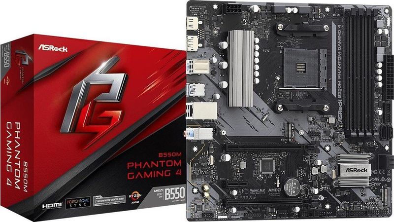 Asrock - B550m Phantom Gaming 4 Moederbord - Zwart - Stroomchoke