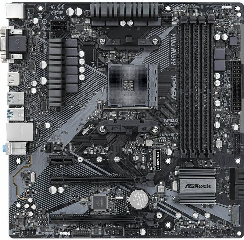 ASRock B450M Pro4 R2.0 Moederbord - AMD B450 - Socket AM4 - MicroATX