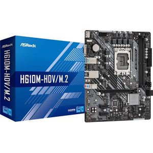 AsRock - LGA 1700 Moederbord - Micro-ATX - Intel H610 - 64 GB DDR4-RAM Ondersteuning