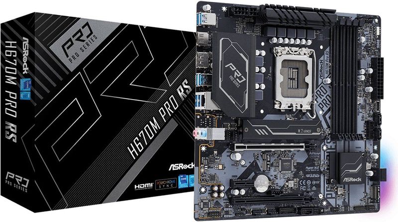 AsRock - H670M Pro RS - Moederbord - Zwart - mATX - LGA 1700 - Intel H670