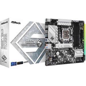 ASRock B660M STEEL LEGEND, Intel B660, 1700, Micro ATX, 4 DDR4, HDMI, DP, PCIe5, 2.5G LAN, RGB, 2x M.2