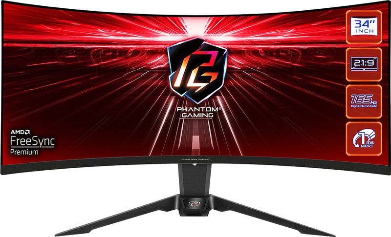 Asrock PG34WQ15R2B - WQHD VA Curved 165Hz Gaming Monitor - 34 Inch