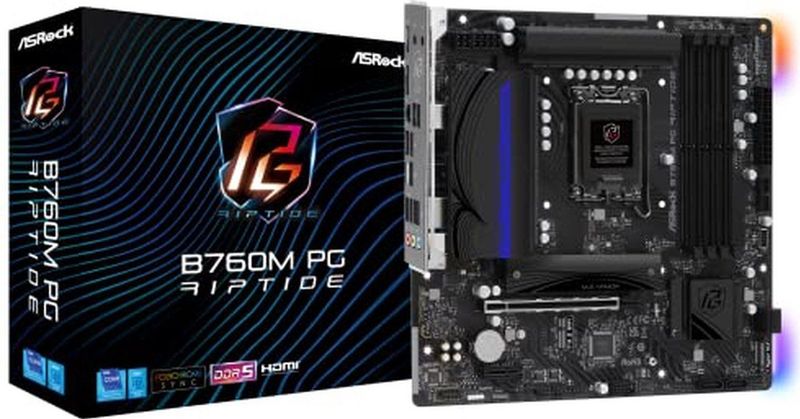 ASRock - B760M PG RIPTIDE - Moederbord - Micro ATX - 4 DDR5 - HDMI - DP - 2.5G LAN