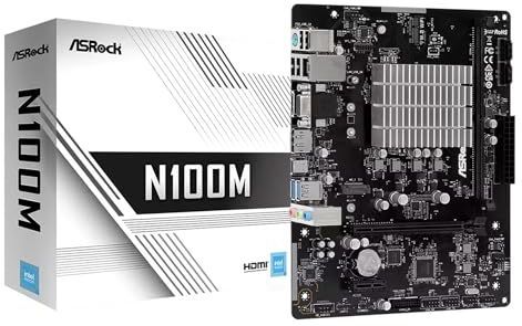 ASRock - N100M - Moederbord - Zwart - Intel N100 - DDR4 Ondersteuning
