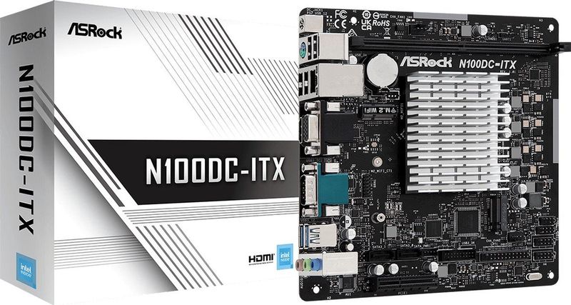 ASRock N100DC-ITX - Mini-ITX - Intel N100 - DDR4 - Realtek LAN - Zwart