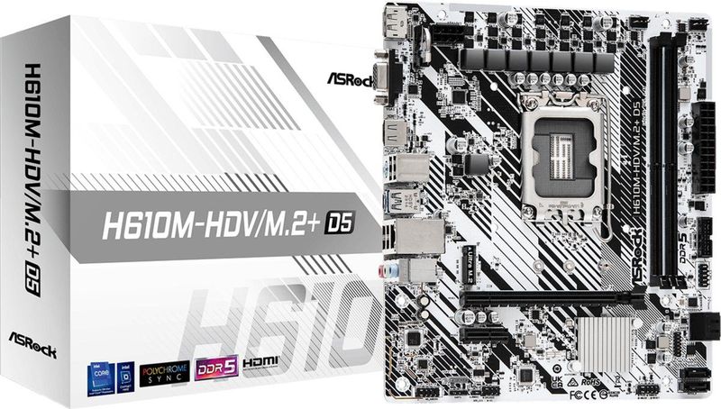 Asrock - H610M-HDV/M.2+ D5 Moederbord - Zwart - Voor Intel Processors