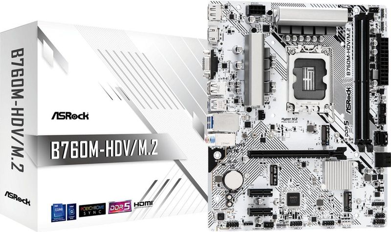 ASRock - B760M-HDV/M.2 Moederbord - Intel 12e/13e Generatie - DDR5 - Micro ATX