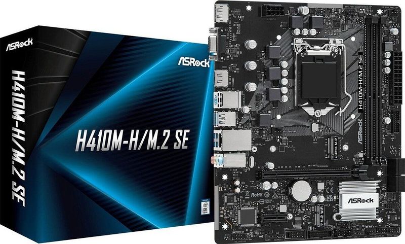 AsRock - H410M-H/M.2 SE - Moederbord - Zwart - mATX - LGA 1200 - USB 3.2 Gen1
