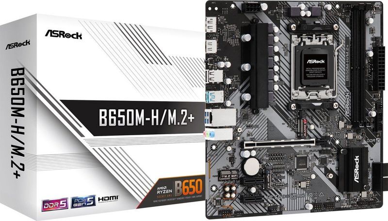 Asrock - B650M-H/M.2+ Moederbord - Zwart - AMD AM5 - DDR5