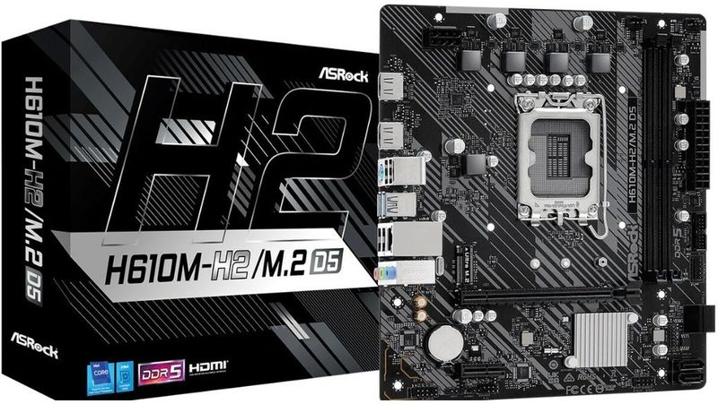 ASRock H610M-H2/M.2 D5 Mainboard - Intel H610 - Intel LGA1700 socket - DDR5 RAM - Micro-ATX