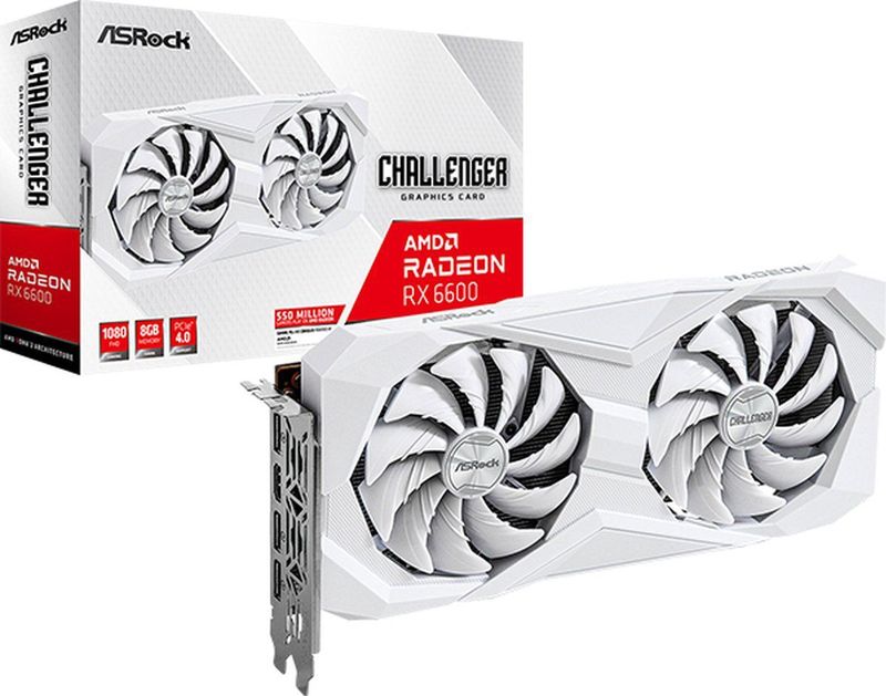 ASRock AMD Radeon RX 6600 Challenger White 8GB - Videokaart 16GB GDDR6 - PCIe 4.0 - 1x HDMI - 3x DisplayPort