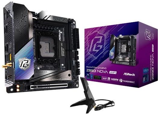 ASRock - Phantom Gaming Z890I Nova WiFi - PC mini ITX - Zwart - Intel LGA 1851 - DDR5-SDRAM
