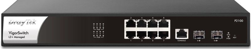 Draytek - VigorSwitch P2100 - Netwerkschakelaar - 10 Poorten - Gigabit - 8 Poorten Gigabit PoE+