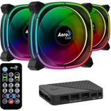 Aerocool - Astro 12 Pro Bundle - 3 x ARGB-fans 120 mm - RGB-hub - Afstandsbediening
