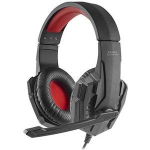 Mars Gaming MH020, Gaming Headset, Ultra-Bass Drivers en 40mm Neodymium, Inklapbare Microfoon, Gewatteerde Hoofdband, Verstelbare Hoogte, Compatibel met PS4/PS5/XBOX/Switch/Switch 2/PC, Zwart en Rood