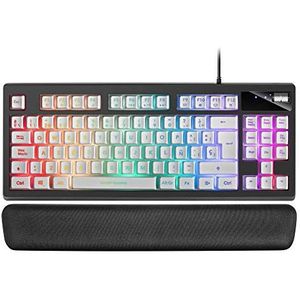 Mars Gaming MKAXWES TKL Compact toetsenbord H-Mech, RGB-verlichting, 9 effecten, polssteun van gel, roze, taal Portugees