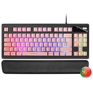 Mars Gaming MKAXPPT TKL Compact toetsenbord H-Mech, RGB-verlichting, 9 effecten, polssteun van gel, roze, taal Portugees
