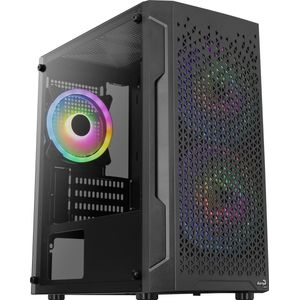 Aerocool - Trinity Mini - Mini ATX Tower Case - Zwart - Tempered Glass - 1 x 12cm FRGB Fans