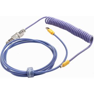 Ducky compatibel Premicord Horizon Spiralkabel, USB Typ C auf Typ A, 1,8m - blau/gelb
