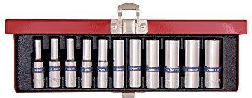 King Tony - Dopsleutel Set - 11-delig - 1/4"" - 6-kant - Maten 4-13 mm - Lange Sleutels