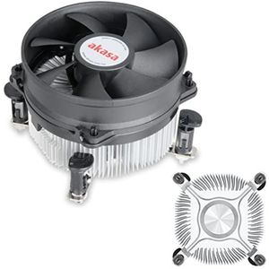 Akasa Dual Socket Aluminium CPU-koeler | Geluidsarme 92 mm PWM-ventilator | Heatsink met aluminium kern | Vooraf aangebrachte thermische verbinding | Ontworpen voor LGA 775/1200/115X | AK-CCE-7104EP
