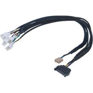 Akasa smart pwm cable for 5pwm case fans and coolers, sata power (flexa fp5s, black braided)