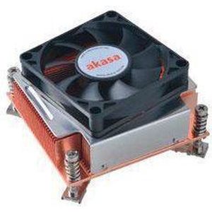 Akasa Intel 2U volledig koperen actieve koeler voor LGA 1156/1366 met 70mm auto thermische ventilator (42.50 mm), Processorkoeler, Veelkleurig