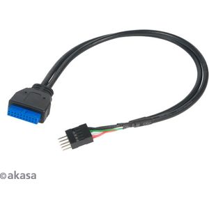 Akasa AK-CBUB36-30BK 30 cm USB 3.0 19-Pin Moederbord Vrouwelijk Naar 2.0 9-Pin Mannelijke Aansluiting