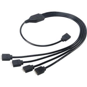Akasa RGB LED Splitter and Extension Cable | 4-Pin 1-to-4 RGB Splitter | 1 Female to 4 Male Connectors | 50cm | AK-CBLD04-50BK
