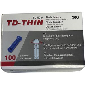 TaiDoc Bloedlancetten (100 stuks) - blauw - steriele lancetten - bloedglucose - ketose - cholesterol - blarenprikkers